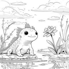 Bring the magic of cute sea creatures to life with this Kawaii Axolotl Coloring Page, designed for kids and adults who love adorable and simple coloring books. 