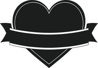 Fototapeta premium Heart with Ribbon Banner – Classic Vintage Tattoo Style Vector