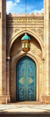 Obraz premium Ornate Teal Doorway of an Ancient Palace.
