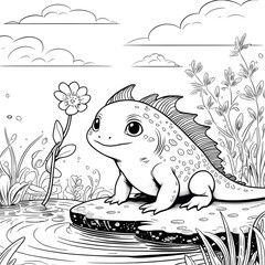 Bring the magic of cute sea creatures to life with this Kawaii Axolotl Coloring Page, designed for kids and adults who love adorable and simple coloring books. 