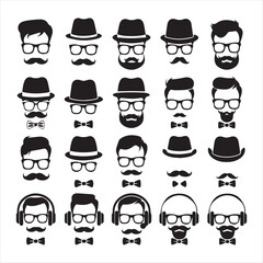 Moustaches silhouette icon vector design illustration,Moustaches symbols. Vintage male moustaches silhouette, funny black mustaches vector illustration set. Retro gentleman moustaches. Hipster man.