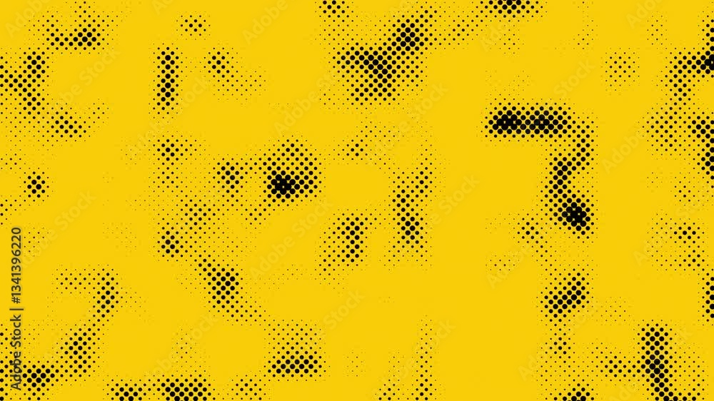 Poster abstract glowing yellow color halftone motion background. moving dots seamless loop. abstract animat