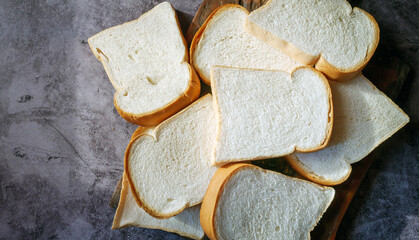 Stacked slices of bread top view