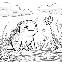 Bring the magic of cute sea creatures to life with this Kawaii Axolotl Coloring Page, designed for kids and adults who love adorable and simple coloring books. 