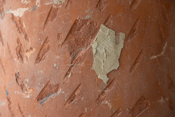 Old exterior brick wall. Old destroyed wall structure in vintage style. Abstract background texture texture. Old exterior wall. Abstract wall with painted grunge background.