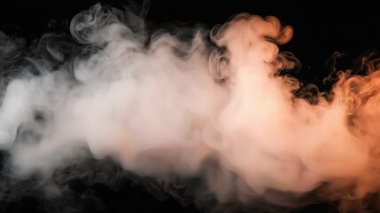 Washed-Out Vapor in Soft Peach Isolated on Black Background - Ethereal Mist