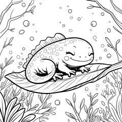 Bring the magic of cute sea creatures to life with this Kawaii Axolotl Coloring Page, designed for kids and adults who love adorable and simple coloring books. 