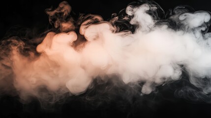 Washed-Out Vapor in Soft Peach Isolated on Black Background - Ethereal Mist