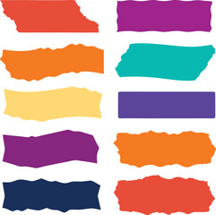 Set of torn sheets of paper torn paper strips icon vector illustration. paper, torn, ripped, grunge, banner, blank, design.