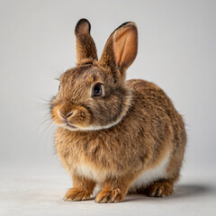 Fototapeta premium Gray cute easter rabbit on a white background
