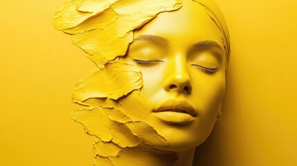 abstract portraits using yellow as the main color.