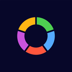 Obraz premium A circular diagram divided into five equal sections, each with a different color representing categories.