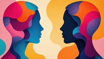 Contemporary Abstract Expressions Create a visual representation of two abstract profiles facing each other