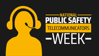 public safety telecommunicators week or dispatch appreciation week background banner or poster design template. observed every year in  April. Holiday concept. Use to any Template, card, poster.