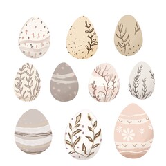 Set of Easter eggs. Arrangement in neutral colours