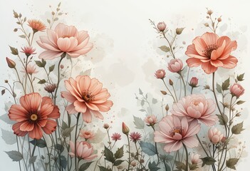 vintage floral background with flowers
