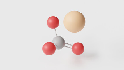 iron(ii) carbonate molecule 3d, molecular structure, ball and stick model, structural chemical formula e505