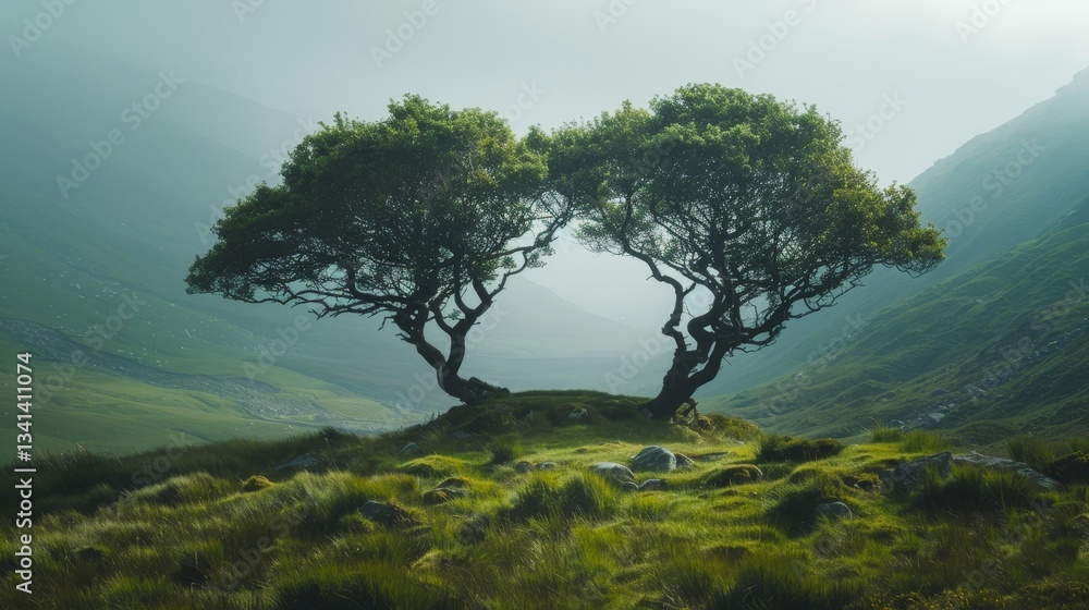 Poster tree in the fog