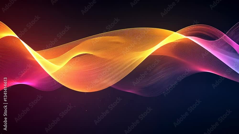 Aufkleber abstract digital wave motion design with colorful gradient light effect on dark background