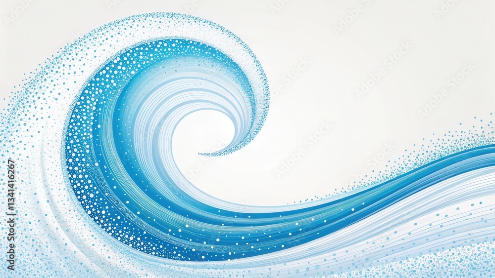 Poster Abstract wave design with blue tones and intricate patterns.