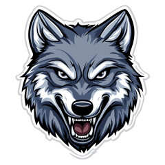 Fototapeta premium Fierce wolf head sticker design showcases bold, striking features and intense expression for unique decor