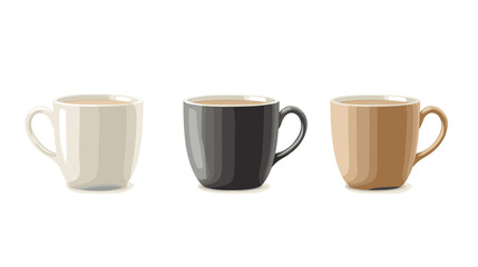 Obraz premium Set of three elegantly crafted coffee cups showcasing espresso, latte, and cappuccino variations in cozy cafe setting
