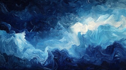 Obraz premium Deep ocean abstract with navy and cerulean blue blending seamlessly in a mesmerizing water gradient