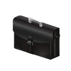 Black Leather Briefcase with Silver Handle illustration
