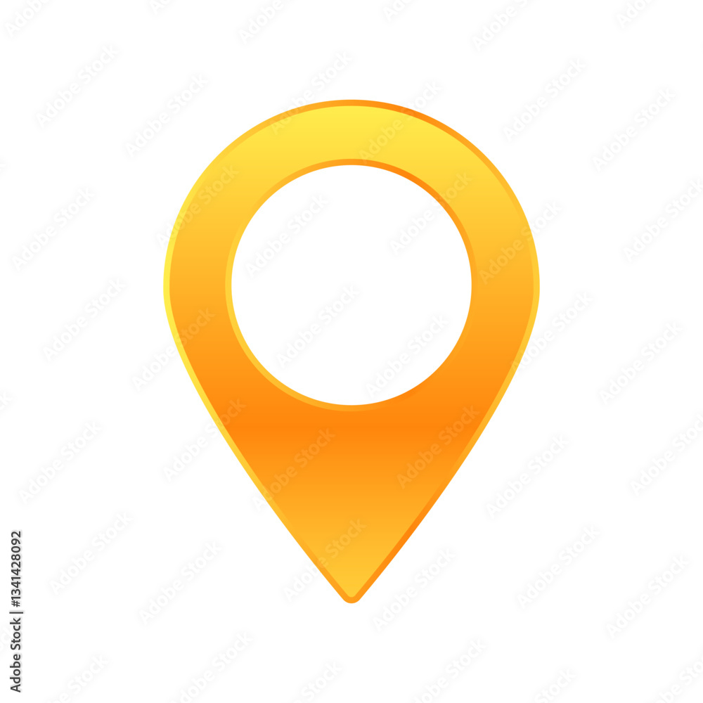 Poster a bright yellow location pin icon representing navigation and mapping services with a modern look.