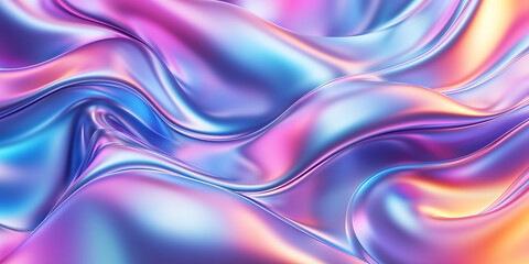 Naklejka premium 光沢のある銀箔、波状の金属の抽象的なテクスチャ背景