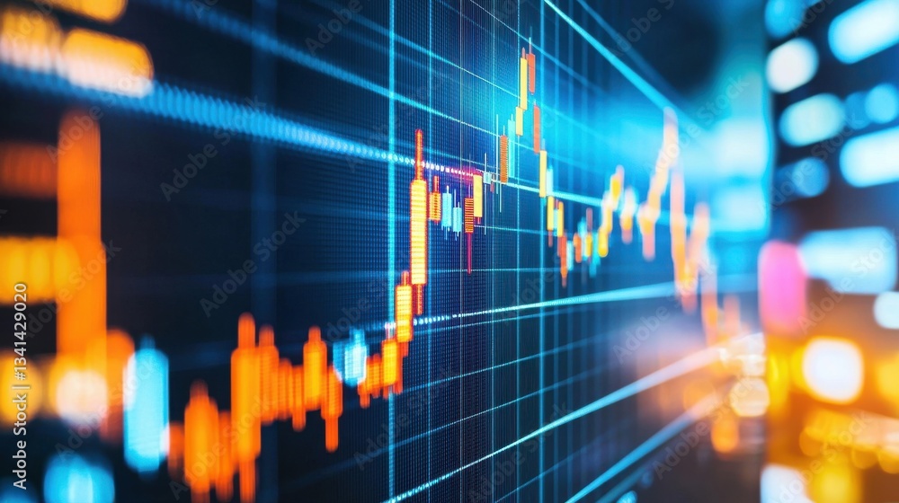 Aufkleber dynamic financial chart with vibrant colorful data visualization