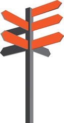 Directional Signpost Icon – Vector Road Sign with Arrows for Navigation and Wayfinding. A vector illustration of a directional signpost featuring multiple arrow signs pointing in different directions.