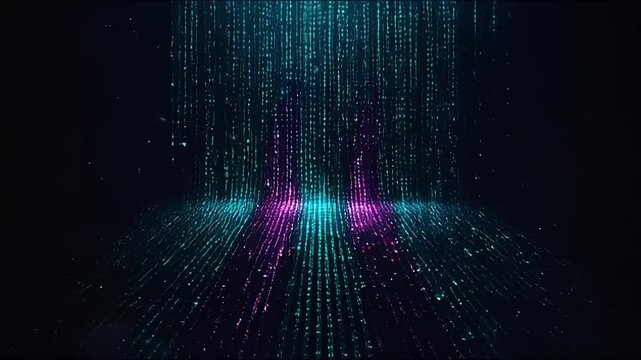 Flowing Digital Binary Code Rain Abstract Futuristic Background Animation