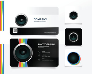 creative photography camera business card concept 