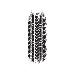 Black car tire tracks vector. Dirty tyre tracks stock flat design 