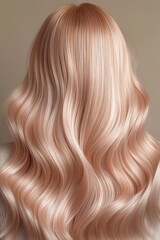 Fototapeta premium Beautiful long wavy hair styled in soft pastel hues, showcasing a trendy and elegant look perfect for any special occasion
