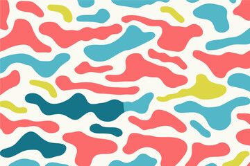 Abstract background with colorful organic shapes in teal, coral, and yellow.