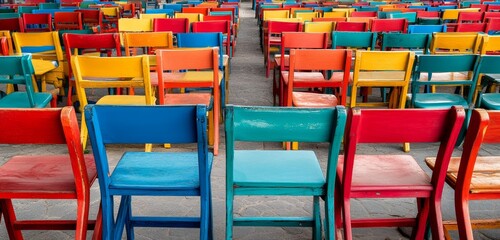 Colorful chairs for an event