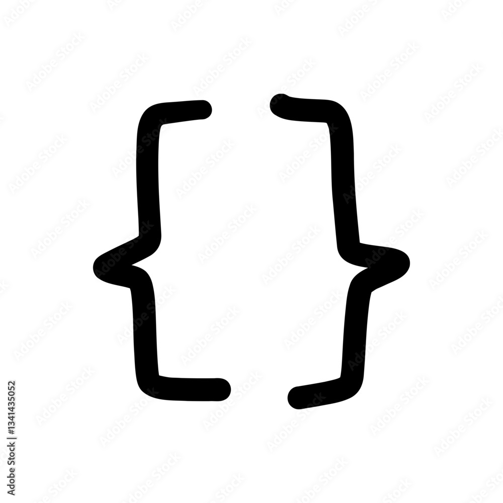 Poster hand-drawn cirve bracket line. abstract random doodle icon.