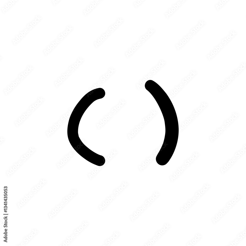 Poster hand-drawn parentheses bracket line. abstract random doodle icon.