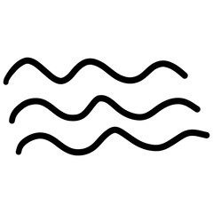 Hand-drawn water wave line. Abstract random doodle icon.
