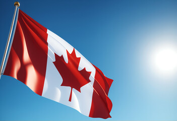 Canadian flag waving in the wind
