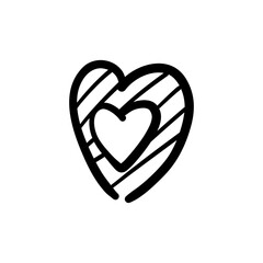 Heart Outline scribble. Hand-drawn doodle shape icon.