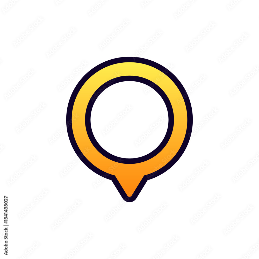 Aufkleber yellow and white circular location marker icon with black outline representing a map pin design.