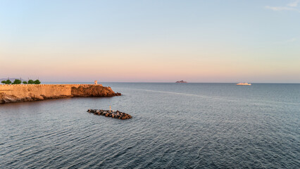 Aerial view of the lighthouse in the Italian town of Piombino