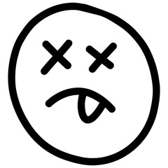 Obraz premium Emoji Dead Hand-drawn Shape