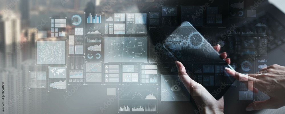 Poster data visualization and business analytics concept.