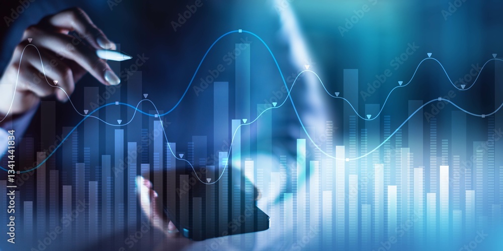 Poster data visualization in financial analytics with trend analysis.