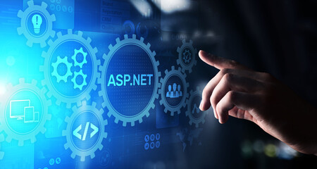 ASP.NET Development programming language concept on virtual screen.