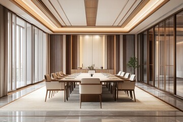 Fototapeta premium A modern conference room features elegant decor and design elements